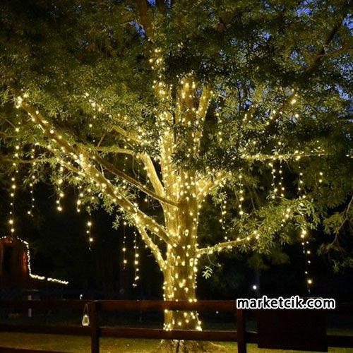 Marketcik 10 Metre Dış Mekan Ağaç Işıklandırma Komple Çakarlı Led Işık Beyaz Kablo