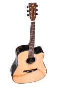 Valler VA555 Solid Top Cutaway Parlak Cilalı Akustik Gitar