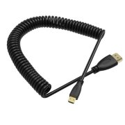 Rolux Micro HDMI To HDMI Altın Kaplama Uçlu Spiral Kablo 4K Destekli