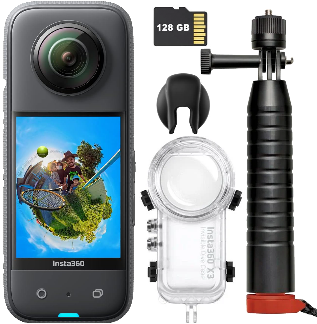 Insta360 X3 360 Kamera + Joby Action Grip Pro Su Altı Kiti (128GB MicroSDXC)
