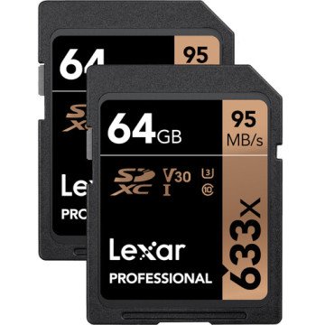 Lexar 64GB Professional 95MB/sn UHS-I SDXC Hafıza Kartı (2'li Paket)