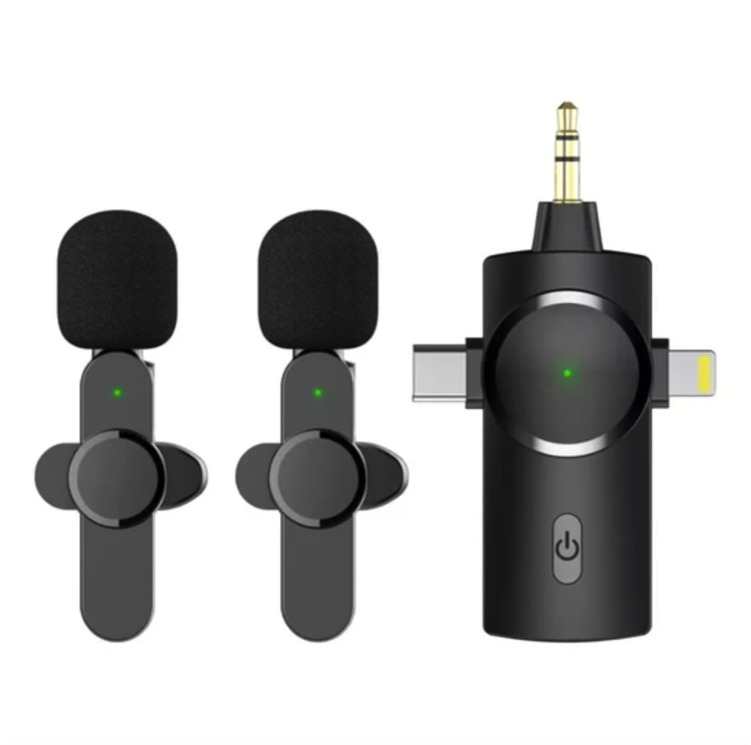 OEM Kablosuz 3 In 1 Type C - Lightning - 3,5mm Cep Telefonu Yaka Mikrofonu