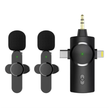 OEM Kablosuz 3 In 1 Type C - Lightning - 3,5mm Cep Telefonu Yaka Mikrofonu