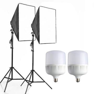 Fancier Softbox 50X70cm Tek Duyulu 2 Li Sürekli ışık kit 100w