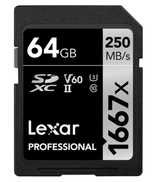 Lexar 64GB Professional 1667x SDXC 250MB/sn V60 Hafıza Kartı