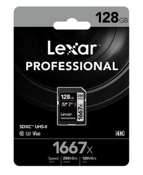 Lexar 128GB Professional 1667x SDXC 250MB/sn V60 Hafıza Kartı (2'li Paket)