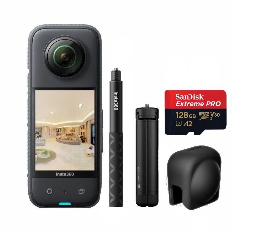 Insta360 X3 360 Derece Kamera Sanal Tur Kiti + 128GB Hafıza Kartı