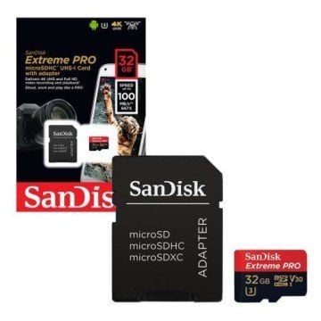 Sandisk Extreme Pro 32GB MicroSDXC 100MB/s Hafıza Kartı