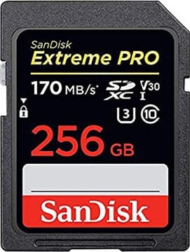 SanDisk 256GB Extreme PRO UHS-I SDXC 170MB/s V30 Hafıza Kartı