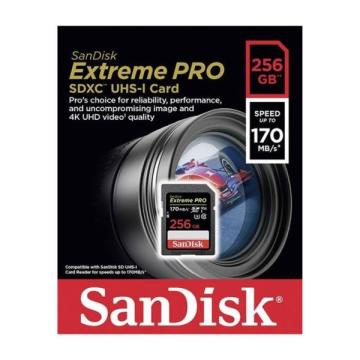 SanDisk 256GB Extreme PRO UHS-I SDXC 170MB/s V30 Hafıza Kartı