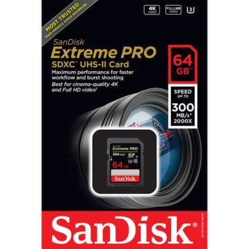 SanDisk 64GB Extreme PRO UHS-II SDXC 300 MB/s Hafıza Kartı