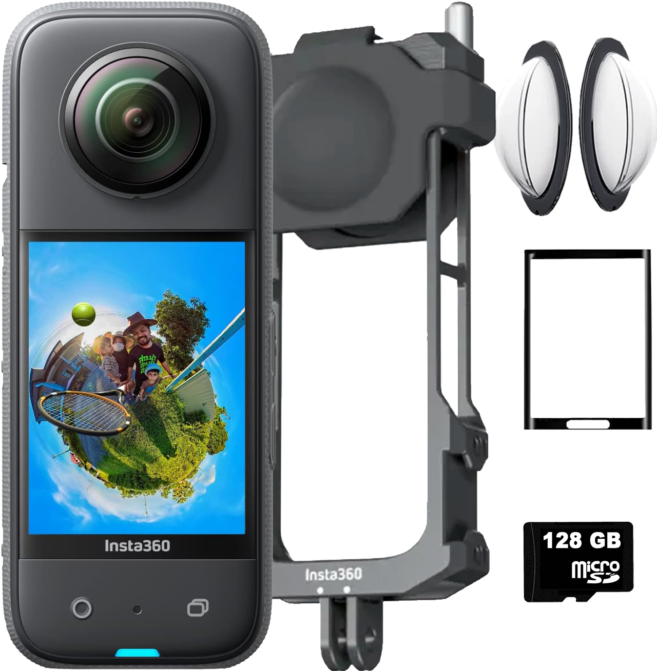 Insta360 X3 Kamera + Kafes + Lens ve Ekran Koruyuculu Set (128GB MicroSDXC)