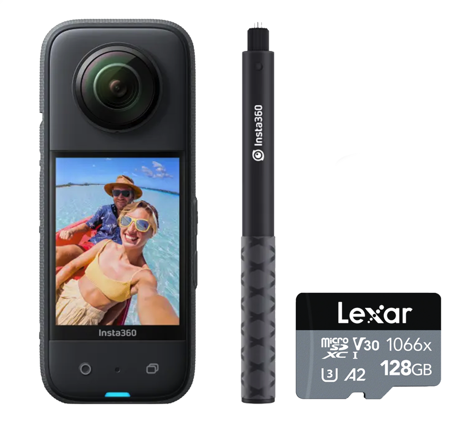 Insta360 X3 360 Kamera + 114cm Selfie Stick + 128GB MicroSD