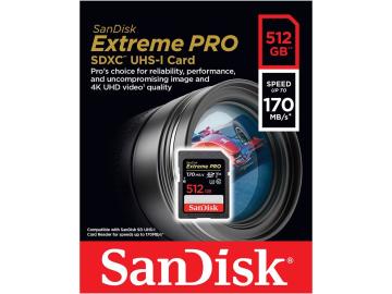 SanDisk 512GB Extreme PRO UHS-I SDXC 170MB/s V30 Hafıza Kartı