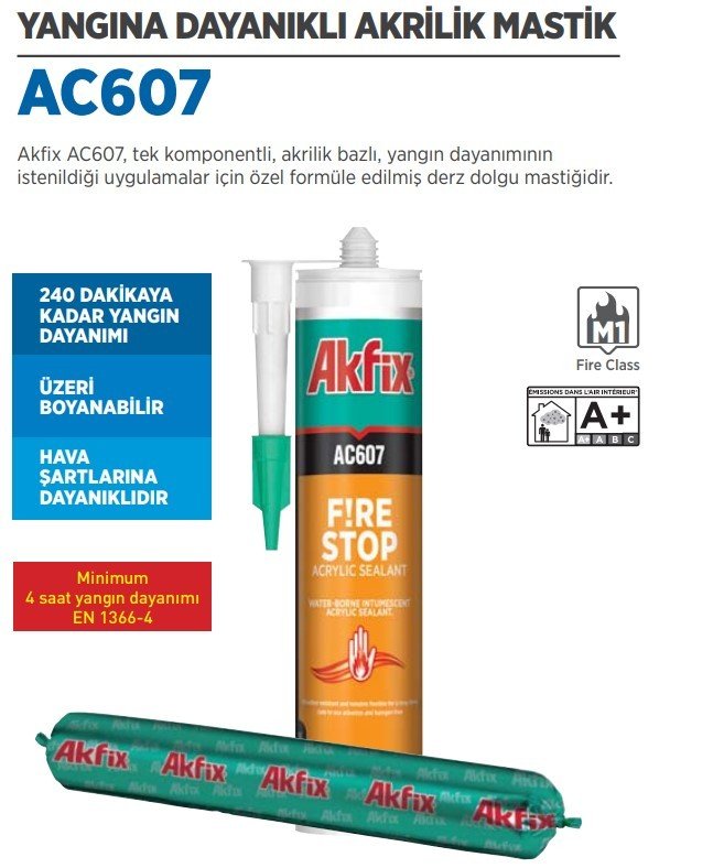 AKFİX AC607 Yangına Dayanıklı Akrilik Mastik