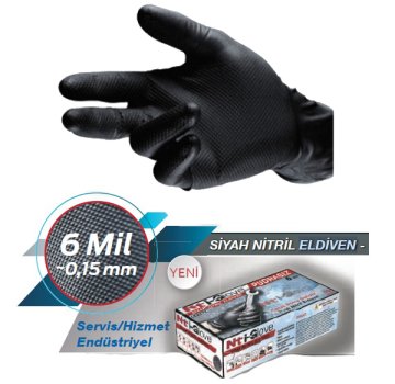 NTİ GLOVE 6 Mil Endüstriyel Siyah Nitril Eldiven