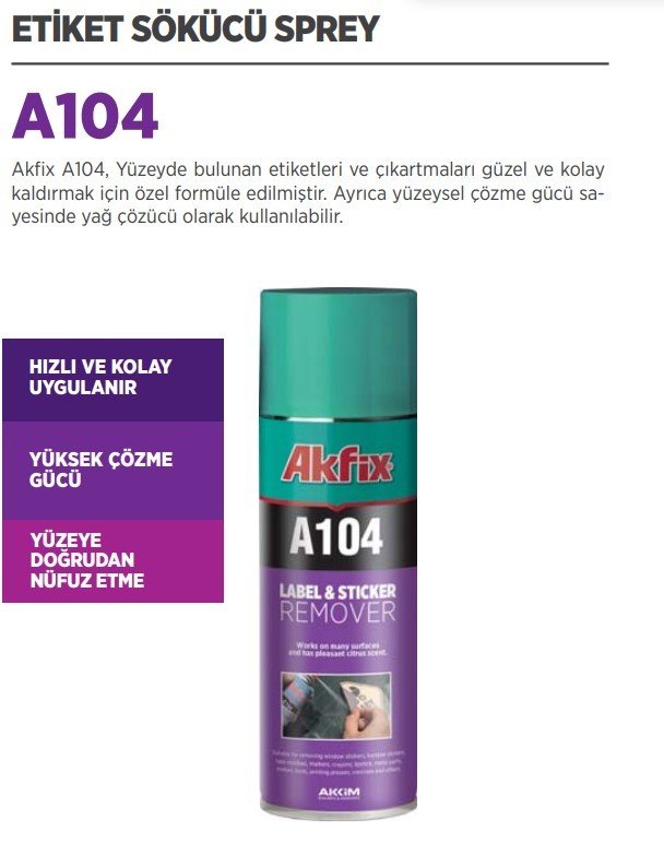 AKFİX A104 Etiket Temizleyici Sprey 200 ml / 24 Adet