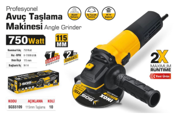 SGS5109 - Profesyonel 115mm Avuç Taşlama Makinesi 750 Watt