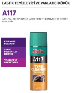 AKFİX A117 Lastik Temizleyici ve Parlatıcı Köpük 500 ml / 12 Adet
