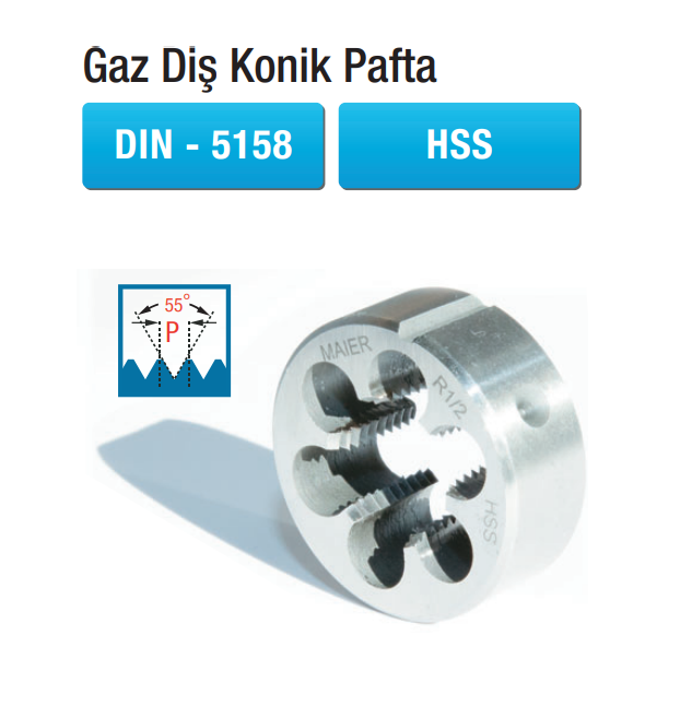 MAİER Gaz Diş Konik Pafta (DIN - 5158) (HSS)