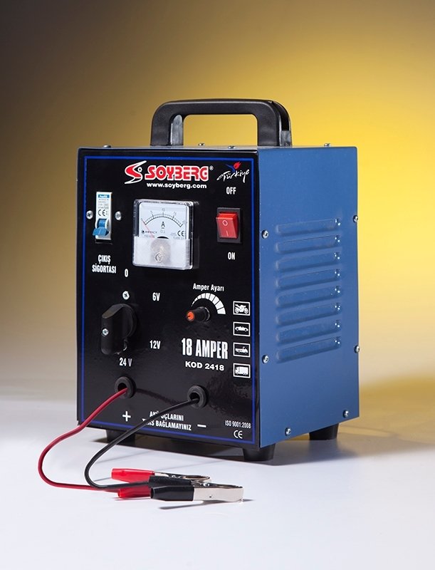 SOYBERG 2 Akülük Şarj Cihazı Makinası 18 Amper 6-12-24 Volt