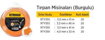 RTR MAX Tırpan Misinaları / Burgulu