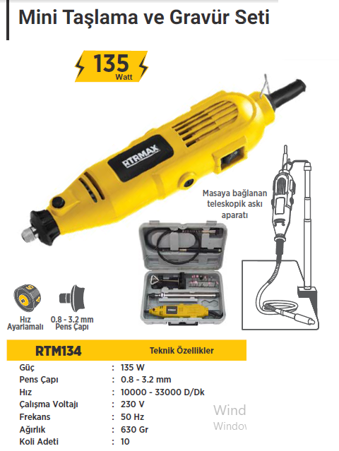 RTR Max Mini Kalıpçı Taşlama Seti 135 WATT