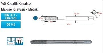 MAİER %5 Kobaltlı Kanalsız Makine Kılavuzu - Metrik (DIN-371 / DIN-376) (CO %5)