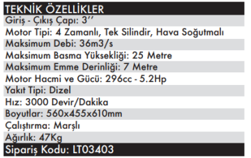 LUTİAN 3'' 80KB-3E Marşlı Dizel Su Transfer Pompası Motopomp