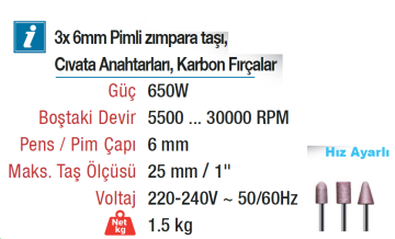 VIDO Devir Ayarlı Kalıpçı Taşlama Makinesi 650 Watt (WD010710650)