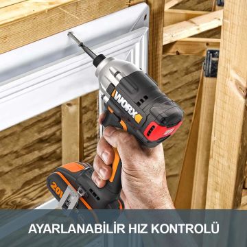 WORX WX261.9C 20Volt/2.0Ah Li-ion Tek Akülü 260Nm Kömürsüz Profesyonel Darbeli Tornavida