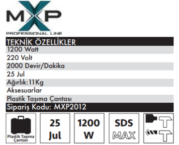 MAX EXTRA Sds Max Kırıcı 11 Kg  / 1200 Watt