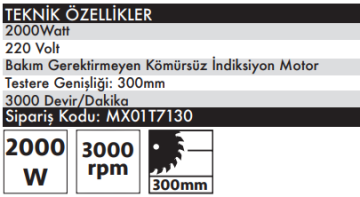 MAX EXTRA 7130 Üstten Kesmeli Gönye + Kızaklı 300mm / 2000 Watt