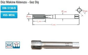 MAİER Düz Makine Kılavuzu - Gaz Diş (DIN-5156/B) (HSS-M2AL)