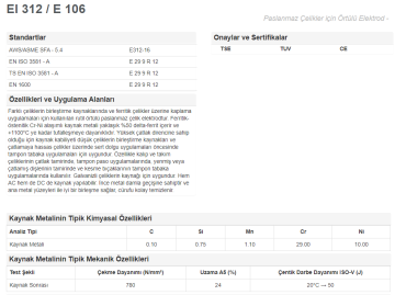 OERLİKON 3.25 x 300mm Paslanmaz Elektrod E-106 (60 Adet)