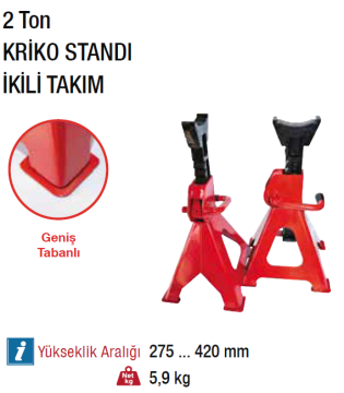 GAR TOOL 2 Ton Kriko Standı Araç Sehpası İkili Takım