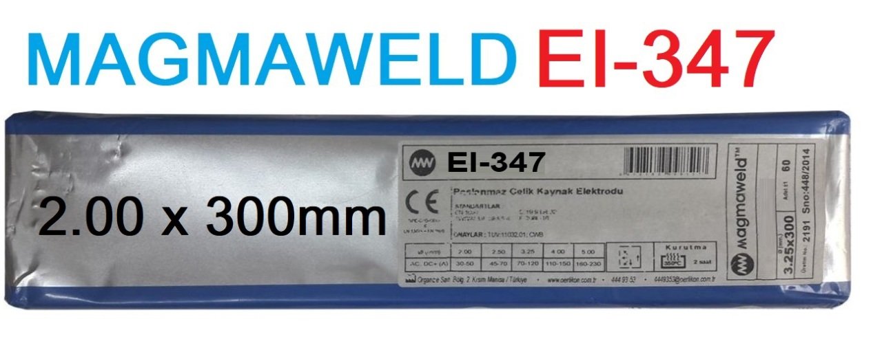 2.00 x 300mm MAGMAWELD EI-347 Paslanmaz Elektrod (60 Adet)