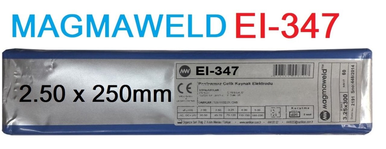 2.50 x 250mm MAGMAWELD EI-347 Paslanmaz Elektrod (80 Adet)