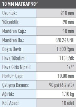 OSAKA OPT 709-R Havalı Matkap 10 mm ( 90 Derece )