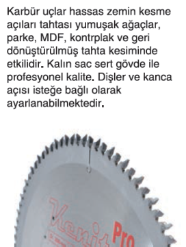 KENİTO MDF-Laminat Testereler Sivri Diş - Sessiz