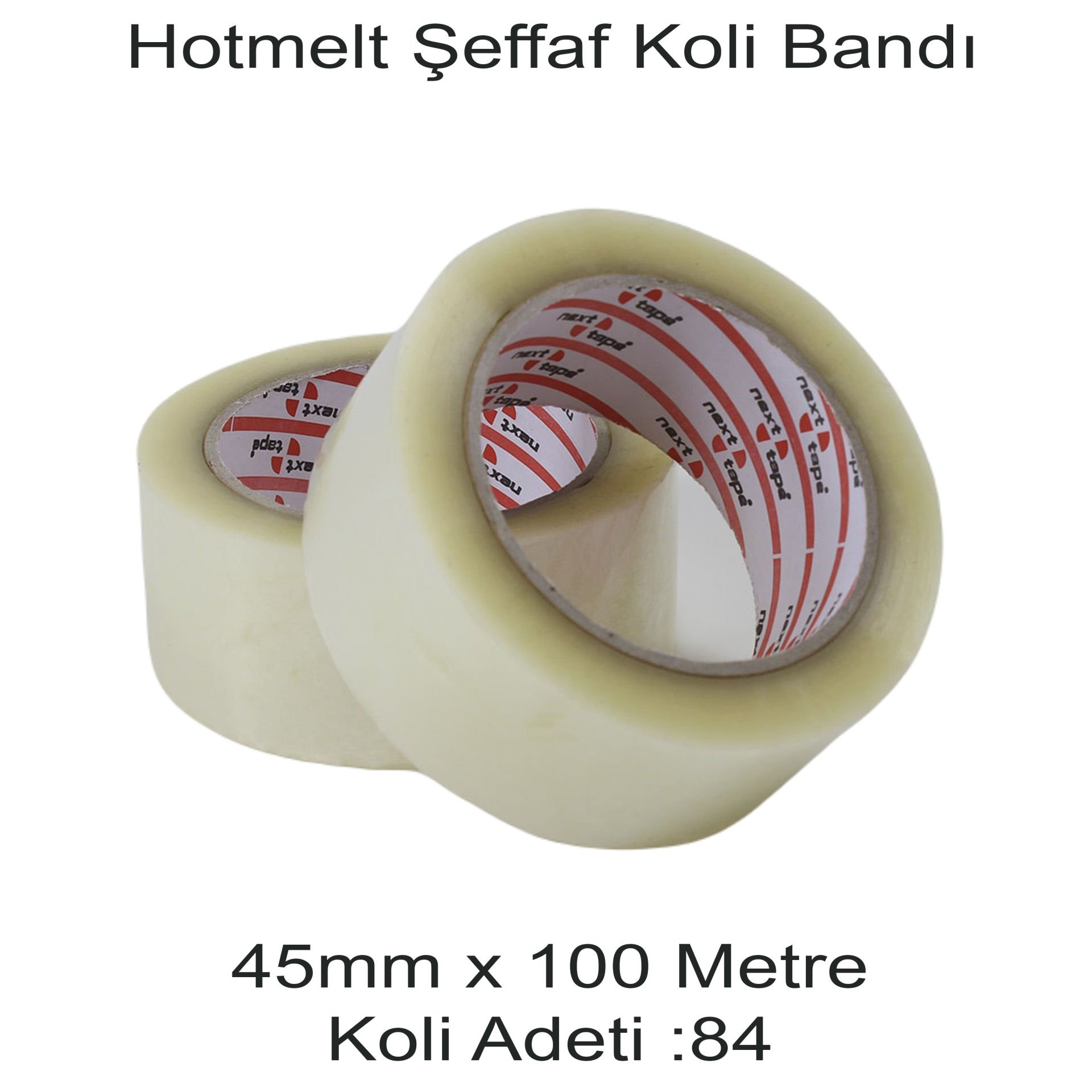 NEXT TAPE Hotmelt Şeffaf Koli Bandı 45mm x 100 Metre