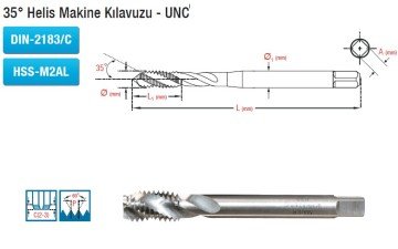 MAİER 35° Helis Makine Kılavuzu - UNC (DIN-2183/C) (HSS-M2AL)