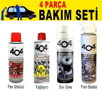 404 OTO Bakım Seti 4 Parça (Temizle - Yağla - Koru)