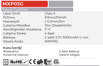 MAX EXTRA MXP05G Lazer Hizalama 515nm - 30mW