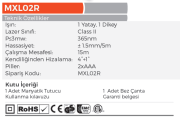 MAX EXTRA MXL02R Lazer Hizalama - 365nm