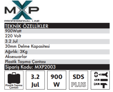 MAX EXTRA MXP 2003 SDS PLUS - Kırıcı Delici - 900 Watt