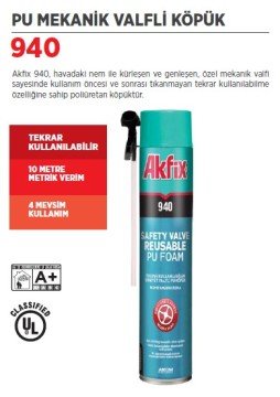 Akfix 940 Mekanik Valfli PU Köpük (12 Adet)