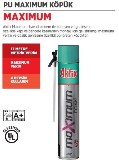 Akfix Maximum PU Köpük 850 ml / 1000 gr (12 Adet)