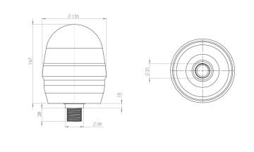 EMR06-24V Tümosan Tipi 24 Volt Döner Tepe Lambası