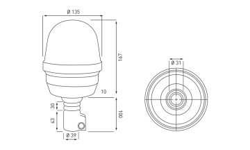 EMR09 - Kelebek Bağlantılı 12 Volt Dönerli Tepe Lambası